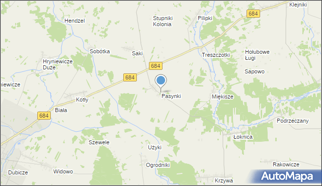 mapa Pasynki, Pasynki gmina Bielsk Podlaski na mapie Targeo